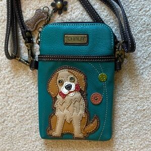 Chala Turquoise Crossbody with Golden Retriever Dog Appliqué
